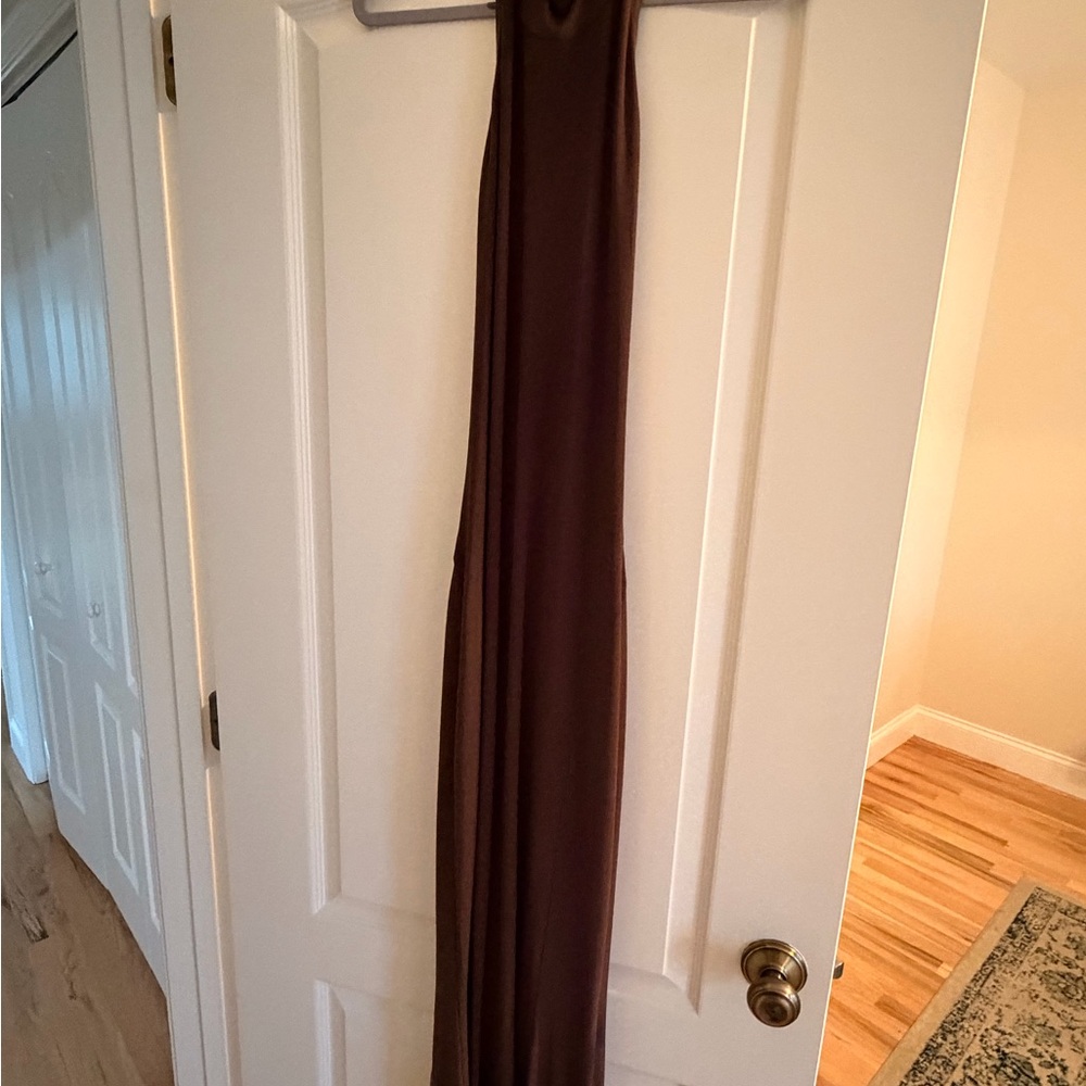 Halter Turtle Fishtail Gown in Chocolatr - Picture 3 of 5